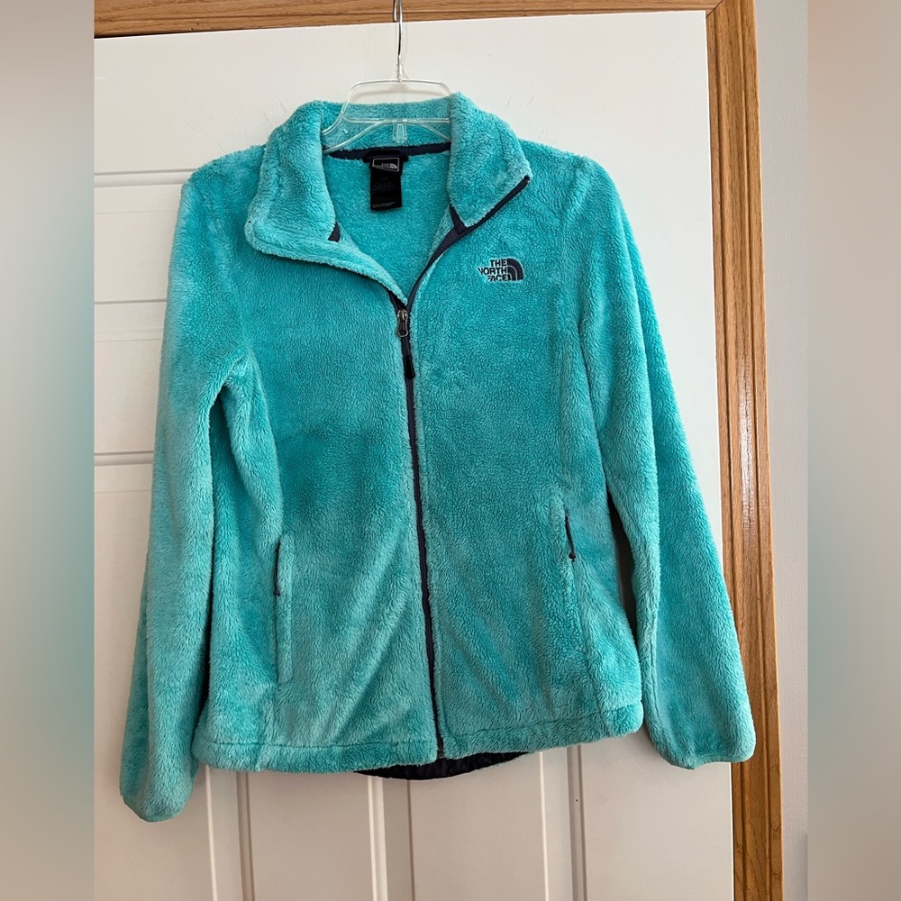 Women’s The North Face Osito aqua/jade full zipper fleece jacket. Size small